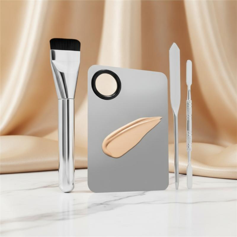 Beauty Makeup Eyeshadow Palette - NEW 4Pcs Stainless Steel Makeup Mixing