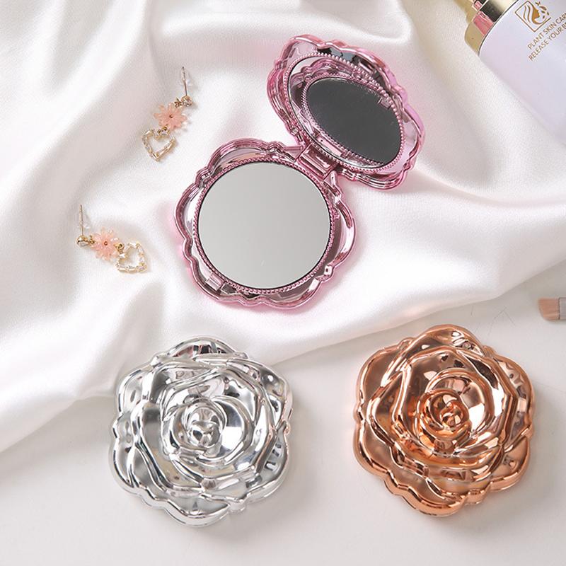 Beauty Flower Makeup - Portable Mini Mirror Retro Rose Flower