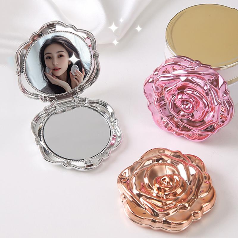 Portable Mini Mirror Retro Ros - Beauty Flower Makeup ulasan dan harga