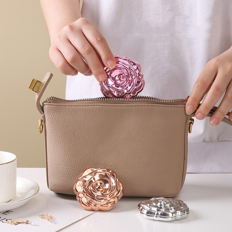 Portable Mini Mirror Retro Ros - Beauty Flower Makeup ulasan dan harga
