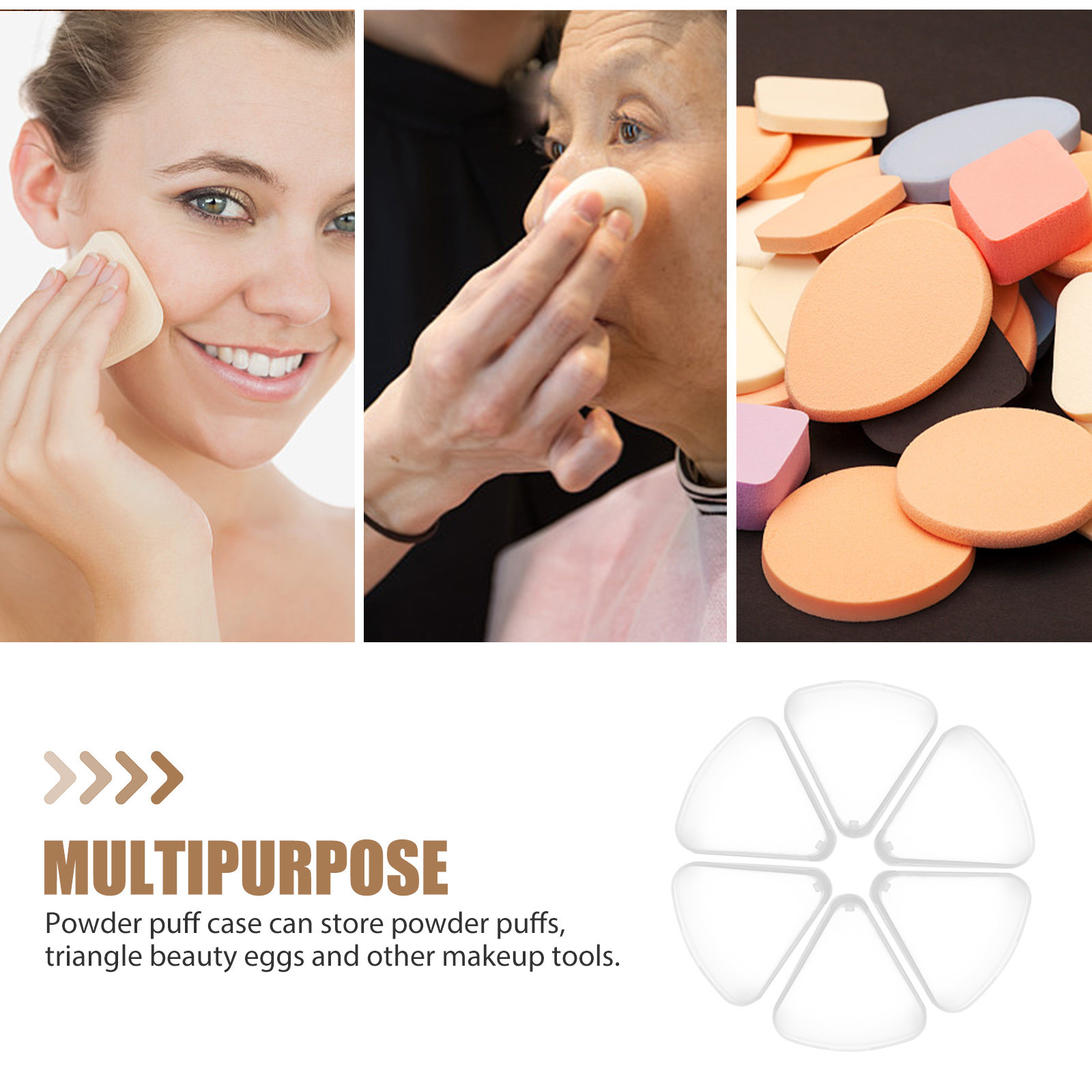 6Pcs Triangle Powder Puff Case - Beauty Makeup Egg ulasan dan harga