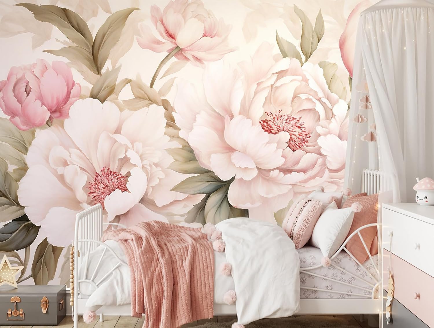 Elegant Peony Floral Mural Wal - Beauty Flower Makeup ulasan dan harga