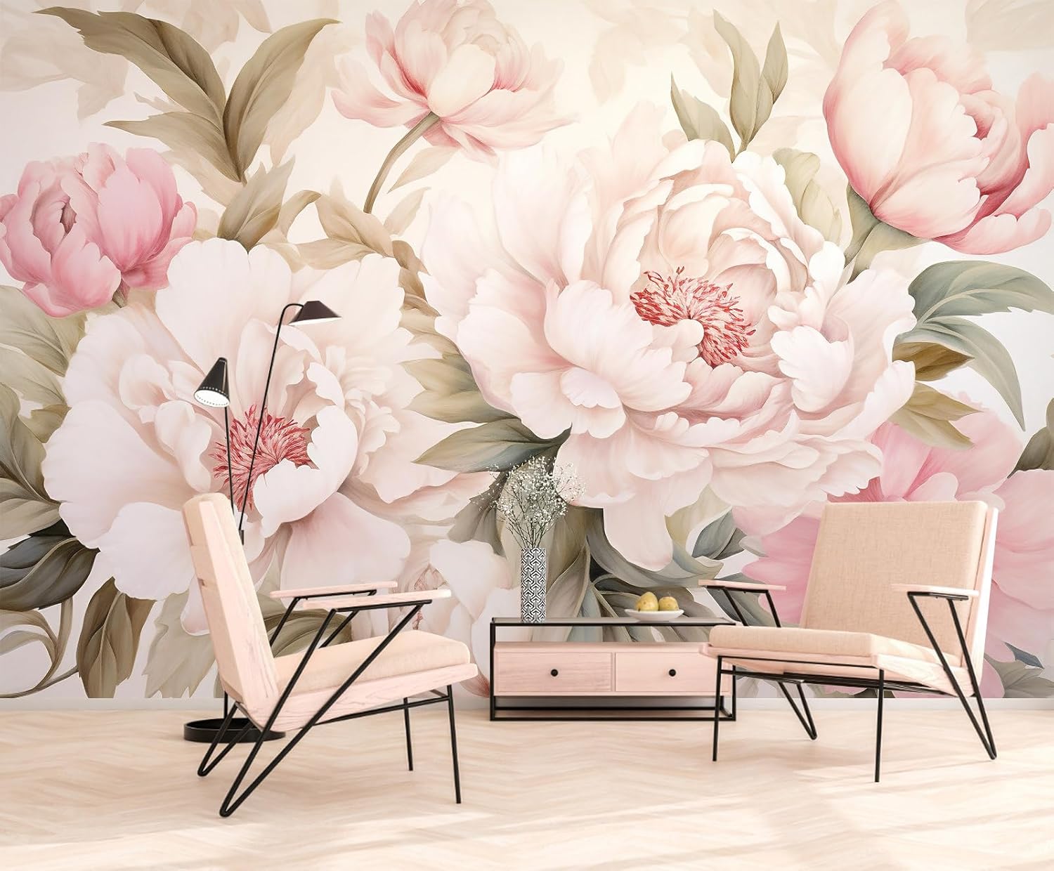 Elegant Peony Floral Mural Wal - Beauty Flower Makeup ulasan dan harga