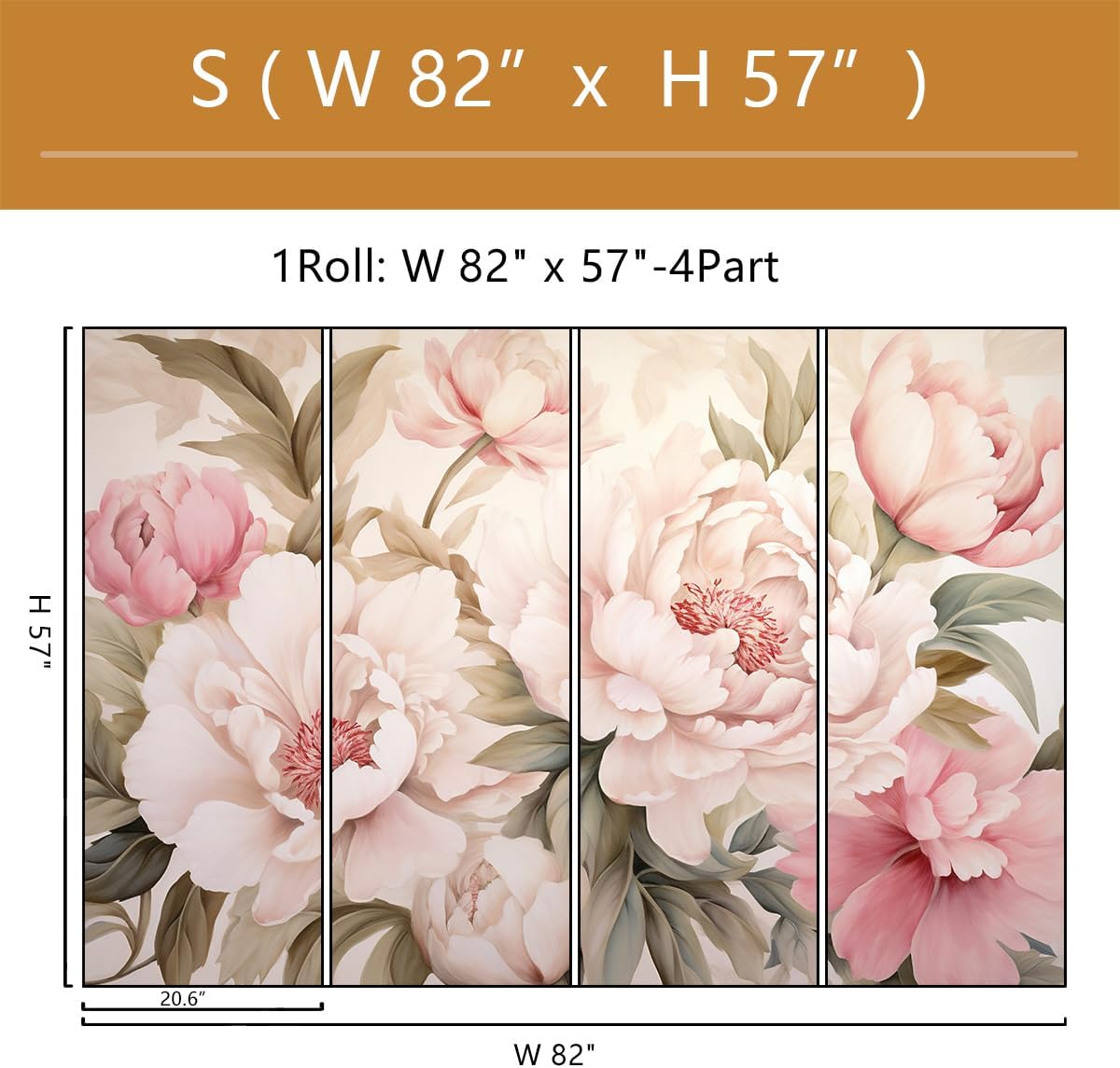Elegant Peony Floral Mural Wal - Beauty Flower Makeup ulasan dan harga